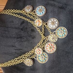 Patricia Nash Triple Chain Compass Charm Necklace